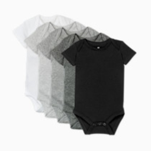 Honest Baby Clothing 5-Pack Organic Cotton Short Sleeve Bodysuits - Gray Ombre, 0-3 M, 5