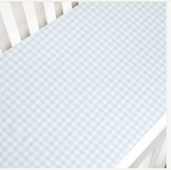 Picnic Gingham Crib Sheet - Blue