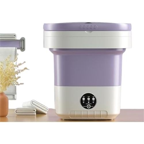 11L Portable Washing Machine with Foldable Design and 3 Cleaning Modes - Mini Washer for Baby Clothes, Underwear, Socks, and Small Items - Ideal for Apartment, Dorm, Camping, Travel (Purple)