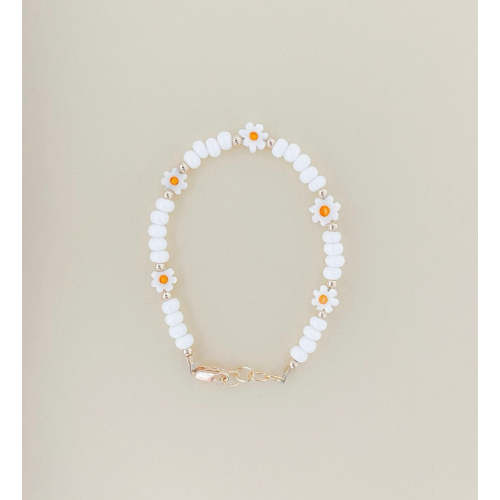 White daisy beaded bracelet – Littlelundsco