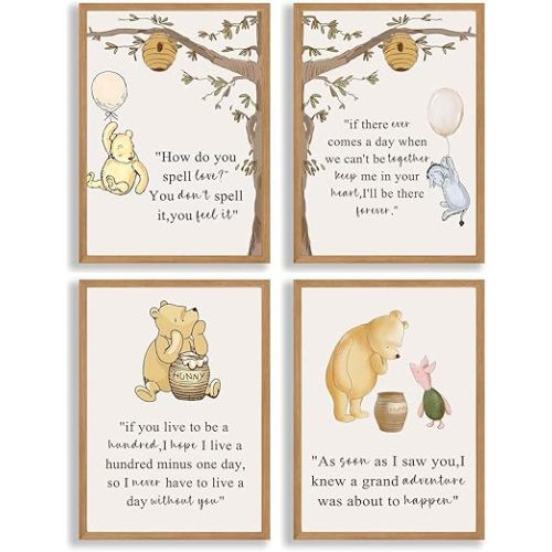 ZsaTuiy Winnie Wall Decor,the Pooh Poster,Nursary Baby Syuff -Winnie Nursery Decor Posters - Pooh Wall Decor, Winnie Baby Shower Decor, Winnie Room Decor,yellow