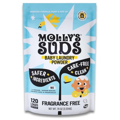 Molly's Suds Baby Laundry Detergent Powder | Removes Formula, Poop & Spit-Up Stains | Extra Gentle for Newborns (Fragrance Free)