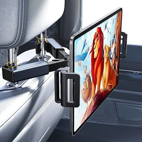LISEN Tablet iPad Holder for Car Mount Headrest Must Have, iPad Car Holder Back Seat Travel Accessories Long Road Trip Essentials for Kids Adults Fits All 4.7-12.9" Devices & Headrest Rod