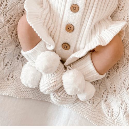 Little B's Pom Booties - Milk