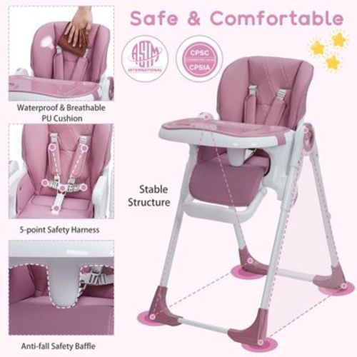 Baby High Chair, Multifunctional Infant Highchairs with Adjustable Height and Recline, Foldable High Chair for Babies & Toddlers, High Chair