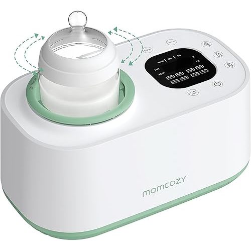 Momcozy Waterless Bottle Warmer with Shake Function - Safer for Baby, Wash Free, 4 Temp Settings, Surrounding Hot Air Heating Breastmilk Evenly to Ideal Temp - Baby Bottle Warmer for Safe Heating