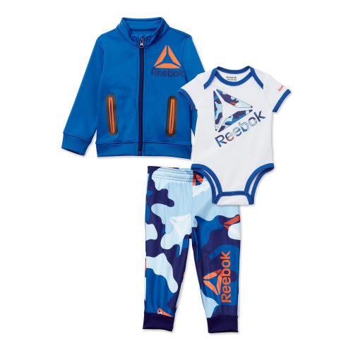 Reebok Baby and Toddler Boy Jacket, Bodysuit and Jogger Pant Set, 3 Piece, Sizes 0/3-24 Months