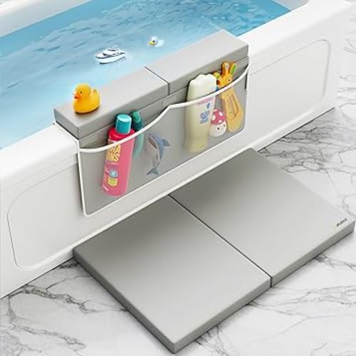 Bath Kneeler, Baby Bath Kneeler and Elbow Rest Pad Set, Kneeling Pad for Bathing Baby, Knee Pads for Bathing Babies (Gray, X-Large (22 Inches × 15 Inches))