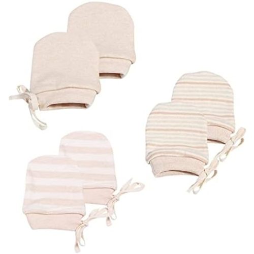 Newborn Mittens No Scratch 100% Organic Cotton 3 Packs Mitts Baby Boy Girl Neutral With String 0-12 months