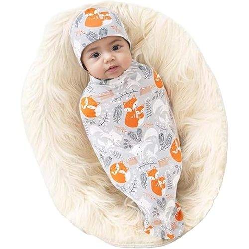 Galabloomer Newborn Swaddle Blanket with Beanie Set Baby Boy Receiving Blanket Gold Arrow