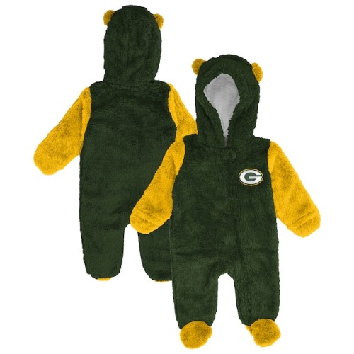 Newborn & Infant Outerstuff Green Green Bay Packers Stay Napping Fleece Bunting Full-Zip Sleeper