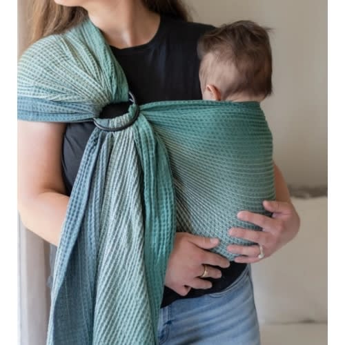 Woven Green Waffle Ring Sling Baby & Toddler Carrier | LoveHeld