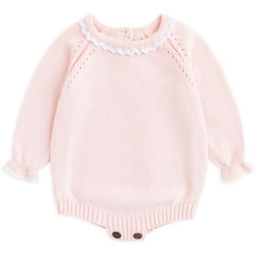 Simplee kids Baby Girls Kint Romper Fall Long Sleeve Rompers Newborn Baby Solid Overall Jumpsuit Outfits