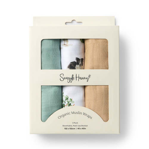 Large Organic Muslin Wraps 3 Pack - Dog Park | Snuggle Hunny