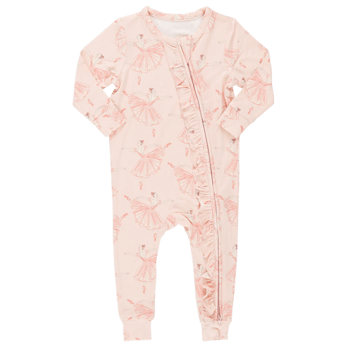 Baby Girls Ruffle Bamboo Romper - Pink Ballerinas