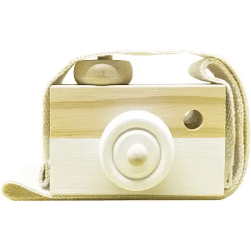 Baby Toy Wooden Mini Camera Toy, Baby Kids Cute Mini Sharpe Toy, Neck Hanging Photographed Props for Baby Toddlers Children Kids' Room Hanging Decor Gift (white)