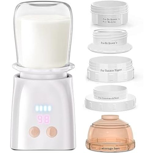 Bottle Warmer, Fast Heating Portable Bottle Warmer with 4 Adapters, Rechargeable Travel Bottle Warmer with Smart Temperature Control, Cordless Baby Bottle Warmer for Breastmilk or Formula