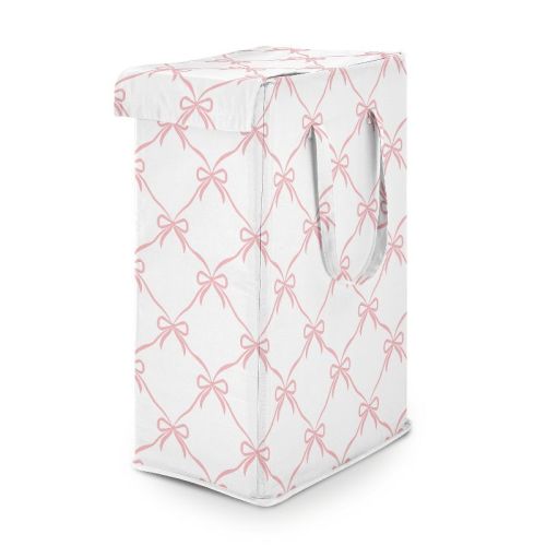 Sweet Jojo Designs Baby Girl Foldable Laundry Hamper with Handles Ballerina and Ballet Bows Pink and White
