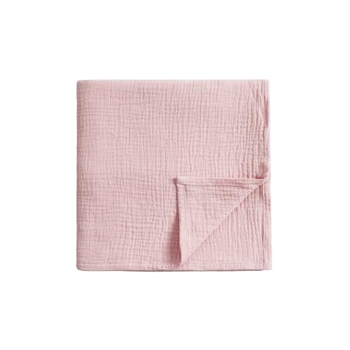 Meracorallo Muslin Swaddle Blanket, 100% Cotton Receiving Blanket Soft and Breathable Swaddle Wrap for Baby Boys and Girls, Pink