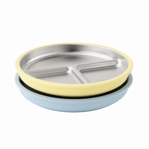 Stainless Steel Plate Set of 2 (Butter Yellow & Baby Blue)