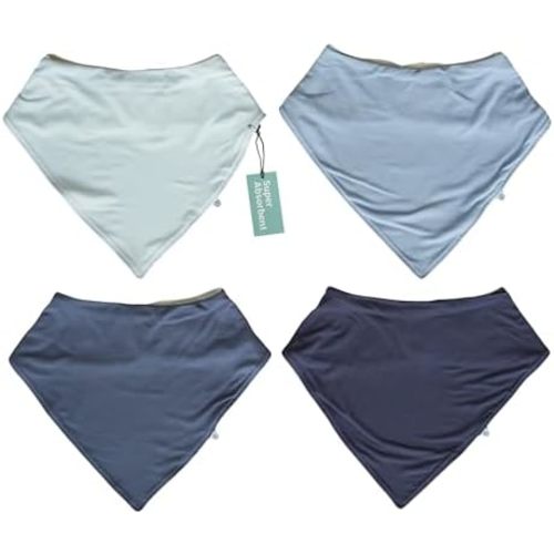 Caden Lane Bandana Bibs, Absorbent Baby Bib for Drooling, Feeding & Teething With Adjustable Double Snap, 4 Pack