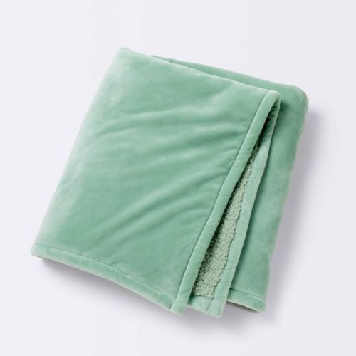 Micromink Shearling Baby Blanket - Green - Cloud Island™: Baby 40"x30", Solid Pattern