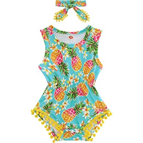 BFUSTYLE Baby Girl Clothes 0-24 Months Outfit Sleeveless Infant Romper Bodysuit with Headband