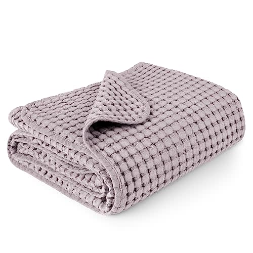 Konssy Waffle Baby Blankets, Nursery Blankets for Boys Girls, Swaddle Blankets Neutral Soft Lightweight Toddler and Kids Throw Blankets(Purple)