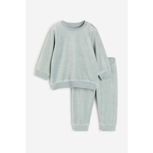 2-piece Velour Set - Mint green, Size 3M (2-4M)