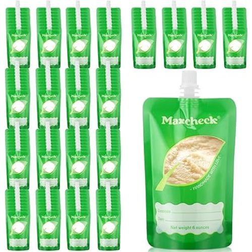 Maxcheck 200 Pcs Baby Food Pouches Bulk Disposable Baby Food Storage Pouches 6 oz Squeeze Green Filler Storage Containers for Toddlers Applesauce Yogurt and Puree
