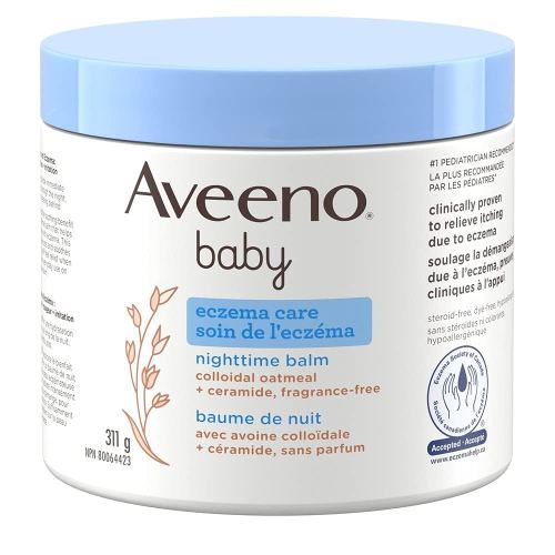 Aveeno Baby Eczema Care Nighttime Balm - With Soothing Colloidal Oatmeal & Ceramide for Dry, Itchy Skin - Gentle Bedtime Eczema Care product Helps Strengthen Natural Moisture Barrier - Fragrance-Free 311g