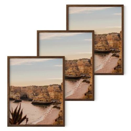 Haus and Hues Set of 3 Picture Frame with Plexiglass Cover, Walnut Oak, 9x12