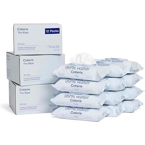 Coterie Baby Wipes, 12 Pack, 672 Count, Unscented Wipes, 99% Purified Water, Plastic-Free & Plant-Based Fibers, Fragrance Free Hypoallergenic Sensitive Skin Baby Essentials, Clean Ingredients