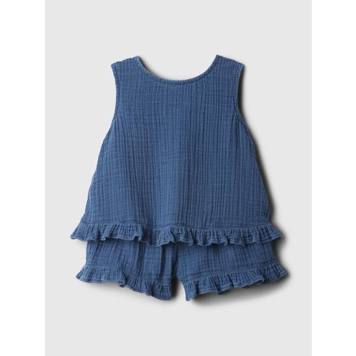 babyGap Crinkle Gauze Ruffle Outfit Set in medium wash
