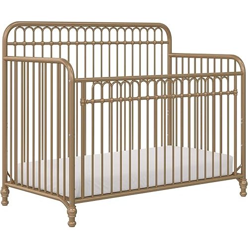 Little Seeds Ivy 3-in-1 Convertible Metal Crib, Gold