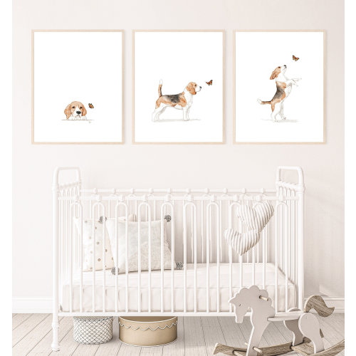 Beagle Puppy Watercolor Nursery Print, Dog Wall Art (Digital Download)