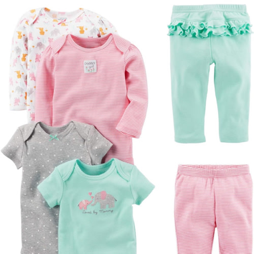 Simple Joys by Carter's baby-girls 6-piece Bodysuits (Short and Long Sleeve) and Pants Set