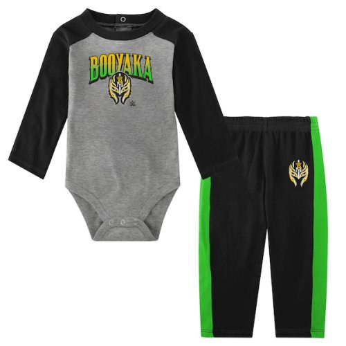 Newborn Gray/Black Rey Mysterio The Next Superstar Long Sleeve Bodysuit & Sweatpants Set