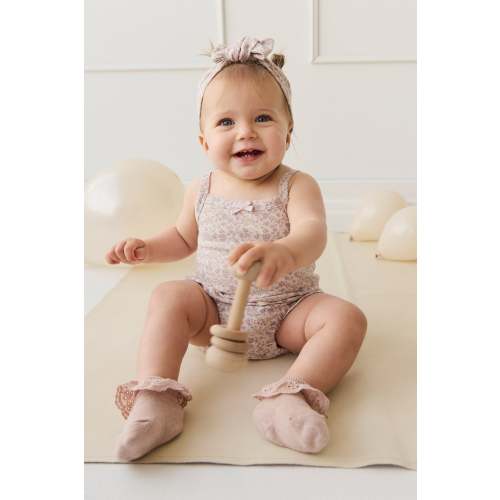Organic Cotton Bridget Singlet Bodysuit - Amber Floral Lilac Ash