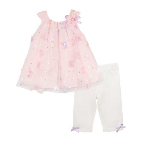 Baby Girls 2-Piece 3D Butterfly and Beaded Mesh Dressy Outfit