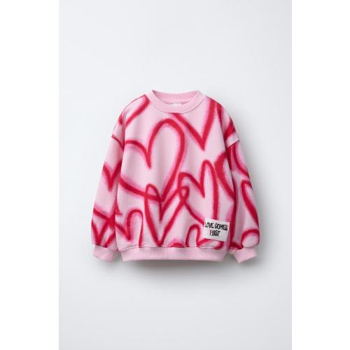 GRAFFITI HEART SWEATSHIRT - Pink | ZARA United States