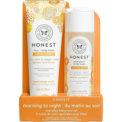 The Honest Company 2-in-1 Cleansing Shampoo + Body Wash and Face + Body Lotion Bundle | Gentle for Baby | Naturally Derived | Citrus Vanilla Refresh, 18.5 fl oz