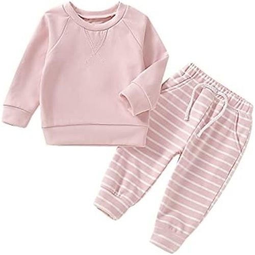 Baby Girl Clothes Boy Sweatshirt Infant Outifts Set Spring Winter Long Sleeve Outfits + Stripped Pants 2pcs