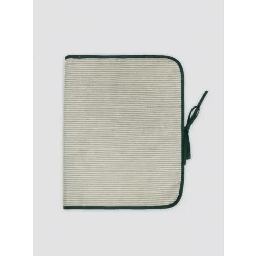 Changing Mat with Pockets Rustic Linen Green Stripes