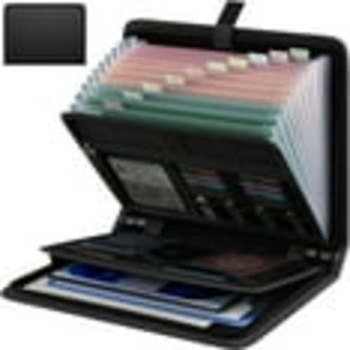 Gijjgole Fireproof Accordion File Organizer, Portable Expanding File Folder with Waterproof Zipper&Labels, Black Document Organizer with 13 Pockets, File Organizer for Important Document/Paper