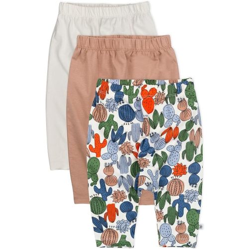 HonestBaby Multipack Harem Pants Roomy Fit Pull on Bottoms 100% Organic Cotton for Infant Baby Boys, Girls, Unisex (Legacy) - 6-9 Months - 3-pack Cactus