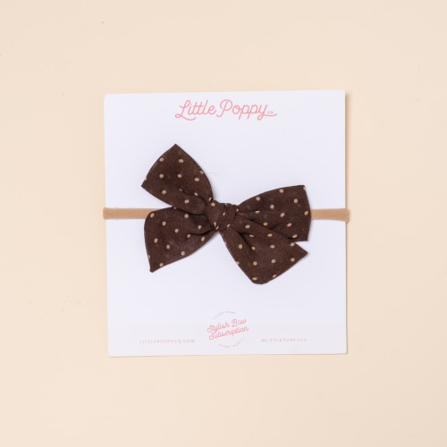 Brown Chiffon Dot Headband Bow