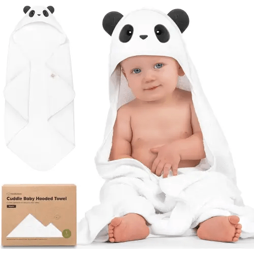 KeaBabies Hooded Baby Towel for Newborn - Viscose Derived from Bamboo Large Baby Bath Towels with Hood for Boys, Girls, Toddler, Extra Absorbent & Soft Newborn Bath Essentials (Panda, Regular)