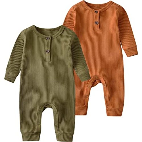 Baby Boy Girl 2 Pack Solid Romper Short/Long Sleeve One Piece Jumpsuits Clothes Sets