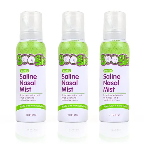Boogie Baby Saline Nasal Spray Mist, Allergy Relief, Nasal Decongestant, FSA/HSA Eligible, Made with Natural Saline, Unscented, 3.1 Ounce (Pack of 3)